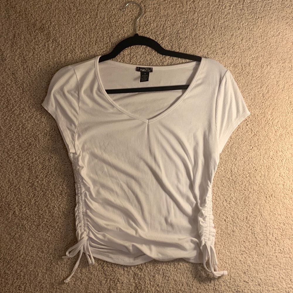 white scrunched shirt